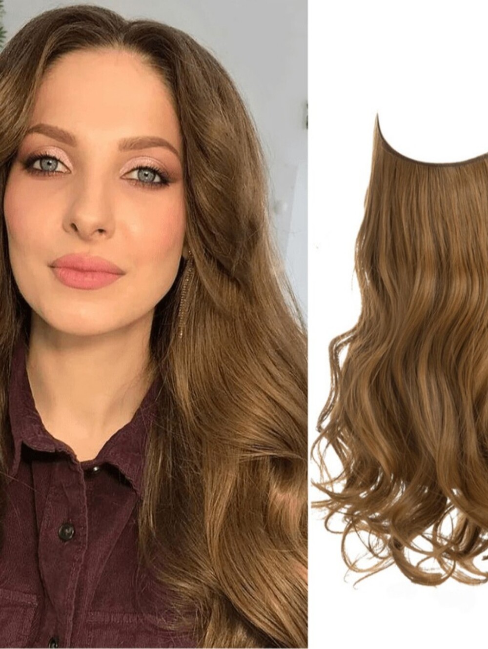 ThatHair Halo Extension 2-pack Golden Auburn NWOT Wavy and Straight 18 Inch